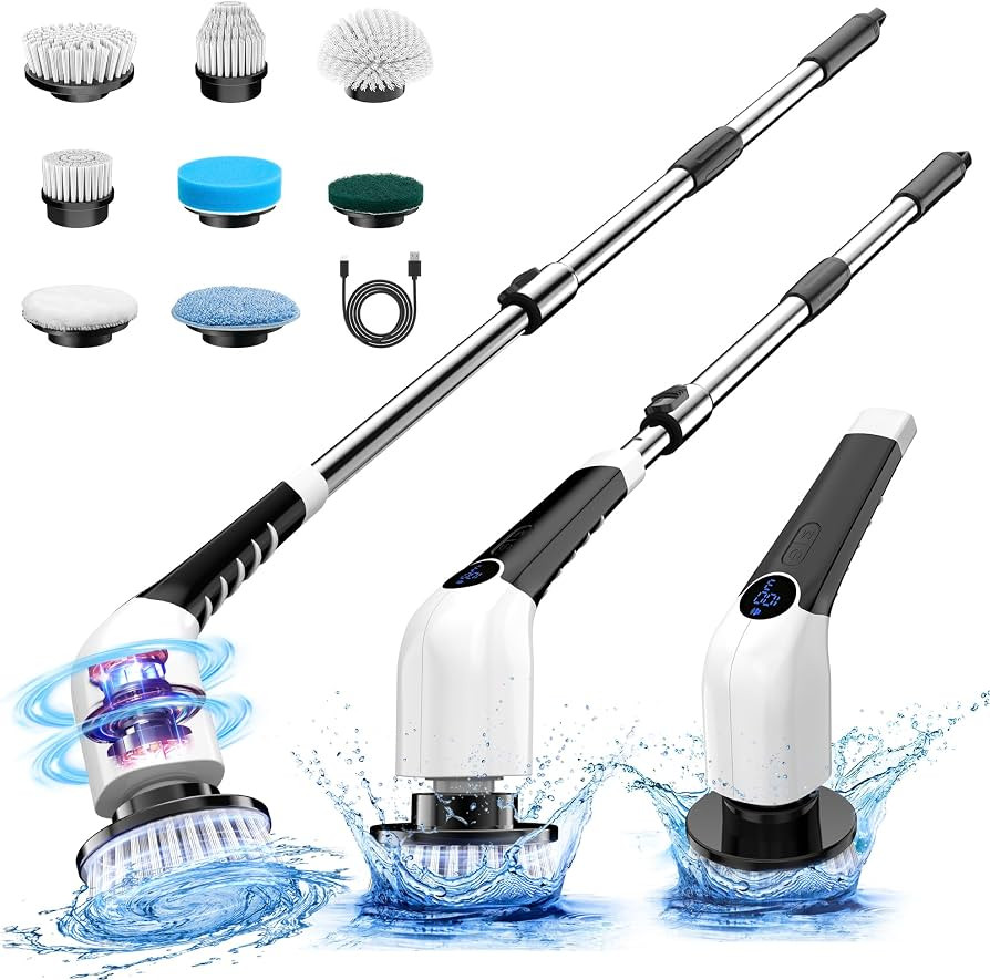 KEIMI Electric Spin Scrubber, Cordless Shower Cleaning Brush with 8 Replaceable Brush Heads, 3 Sp... | Amazon (US)