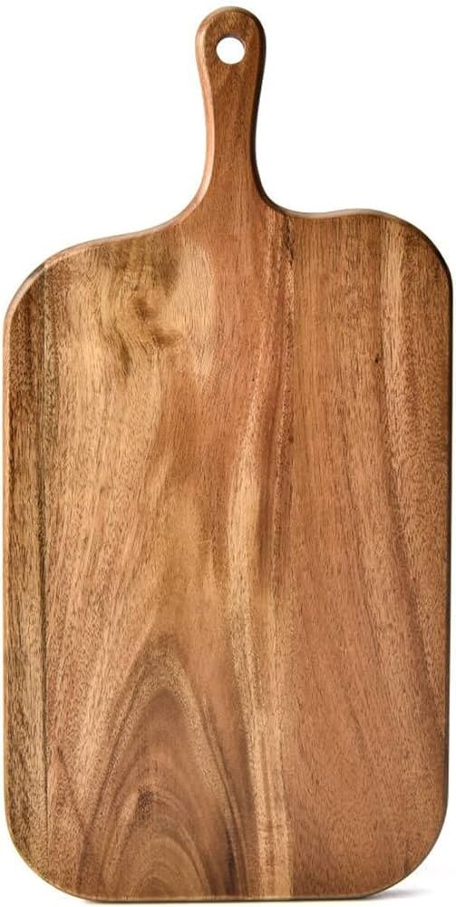 BILL.F Acacia Wood Cutting Board with Handle Wooden Charcuterie Board Paddle Cheese Board Serving... | Amazon (US)