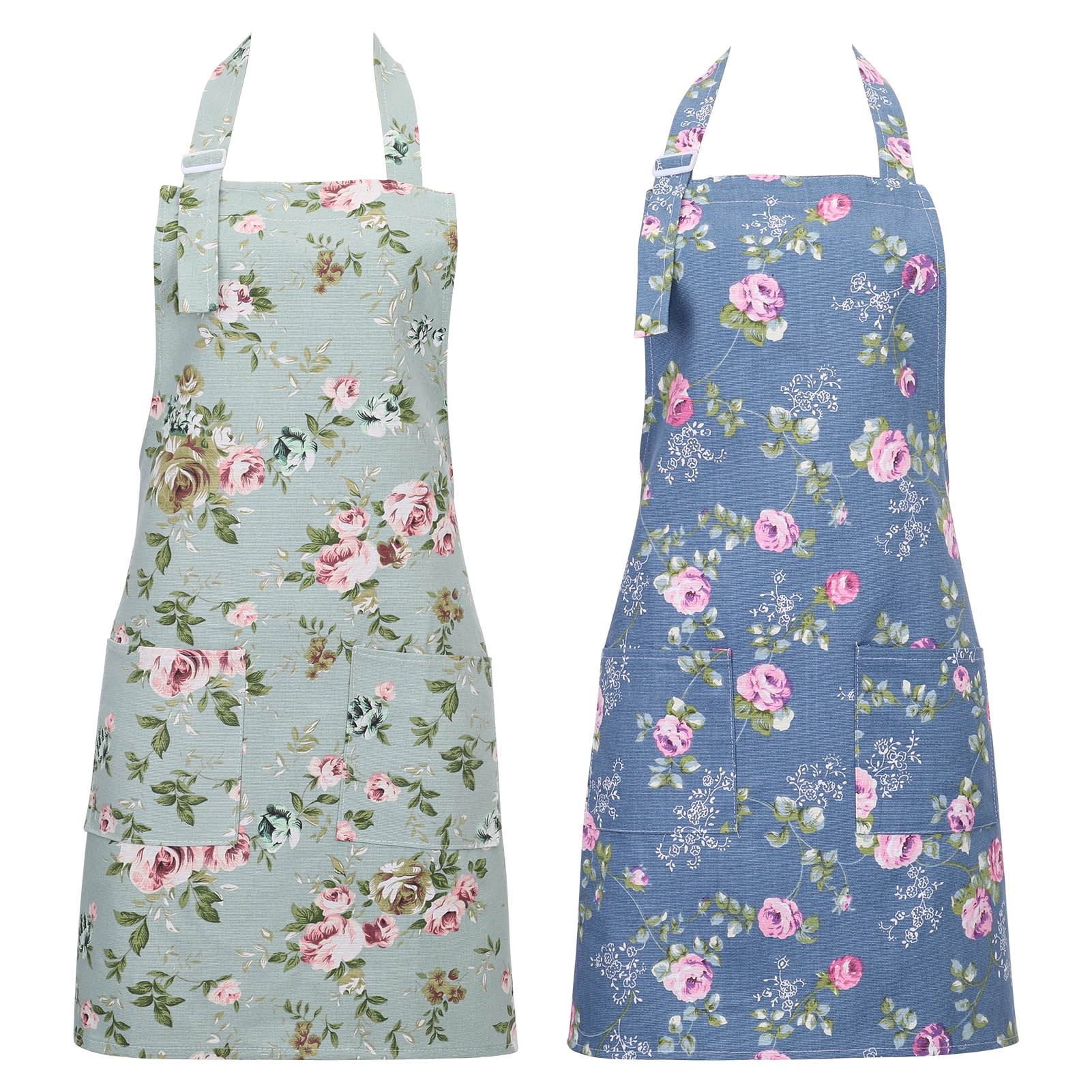 Aoliandatong  2Pack Floral Aprons for Women Adjustable Kitchen Chef Apron With Rose Pattern for C... | Walmart (US)