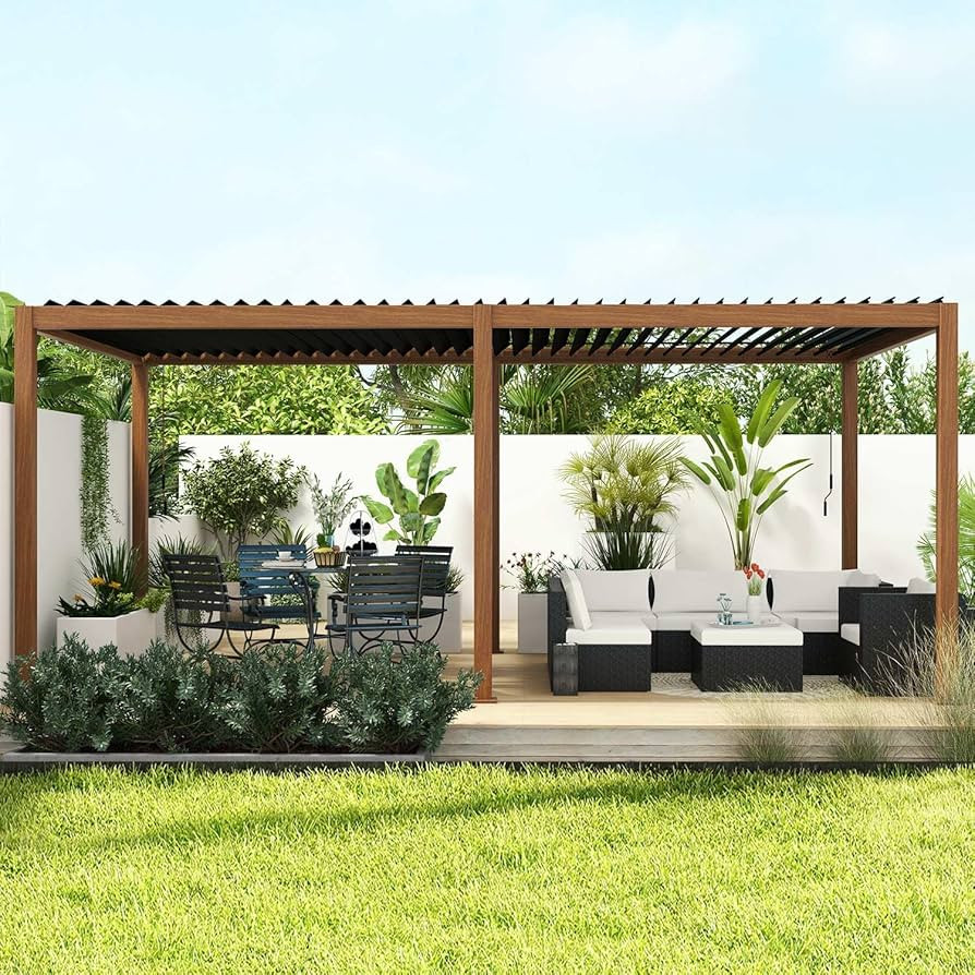 111S Takasho Louvered Pergola, 10Ft x 20Ft, Full Aluminum Frame, Adjustable Roof for Outdoor Deck... | Amazon (US)