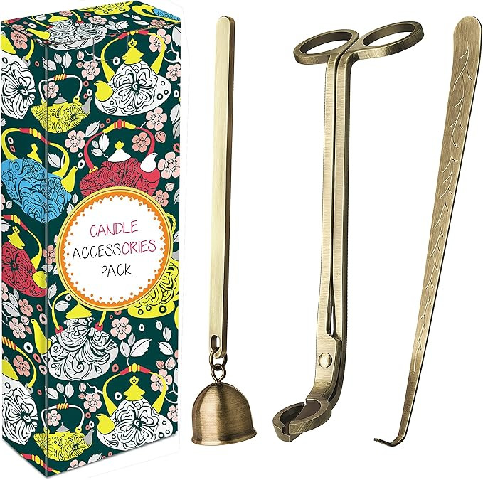 DANGSHAN 3 in 1 Candle Accessory Set - Candle Wick Trimmer, Candle Wick Cutter, Candle Snuffer Ex... | Amazon (US)