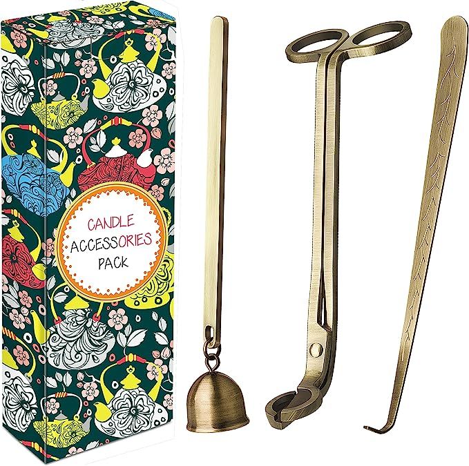 DANGSHAN 3 in 1 Candle Accessory Set - Candle Wick Trimmer, Candle Wick Cutter, Candle Snuffer Ex... | Amazon (US)