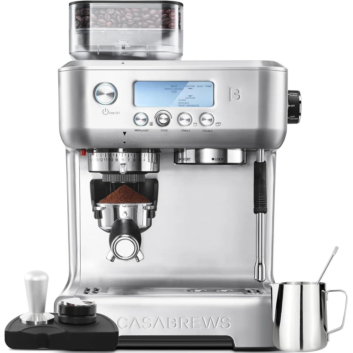 CASABREWS 5700PRO All-in-One Espresso Machine Coffee Maker with LCD Display Stainsless Steel | Wayfair North America