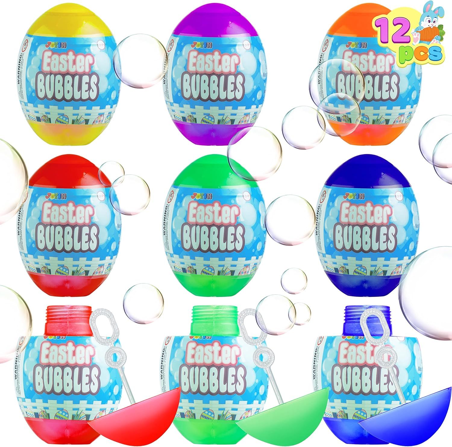 JOYIN 12 Easter Egg Bubbles Wands for Kids Seasonal Merriment Toys, Easter Theme Party Favor, Pre... | Amazon (US)