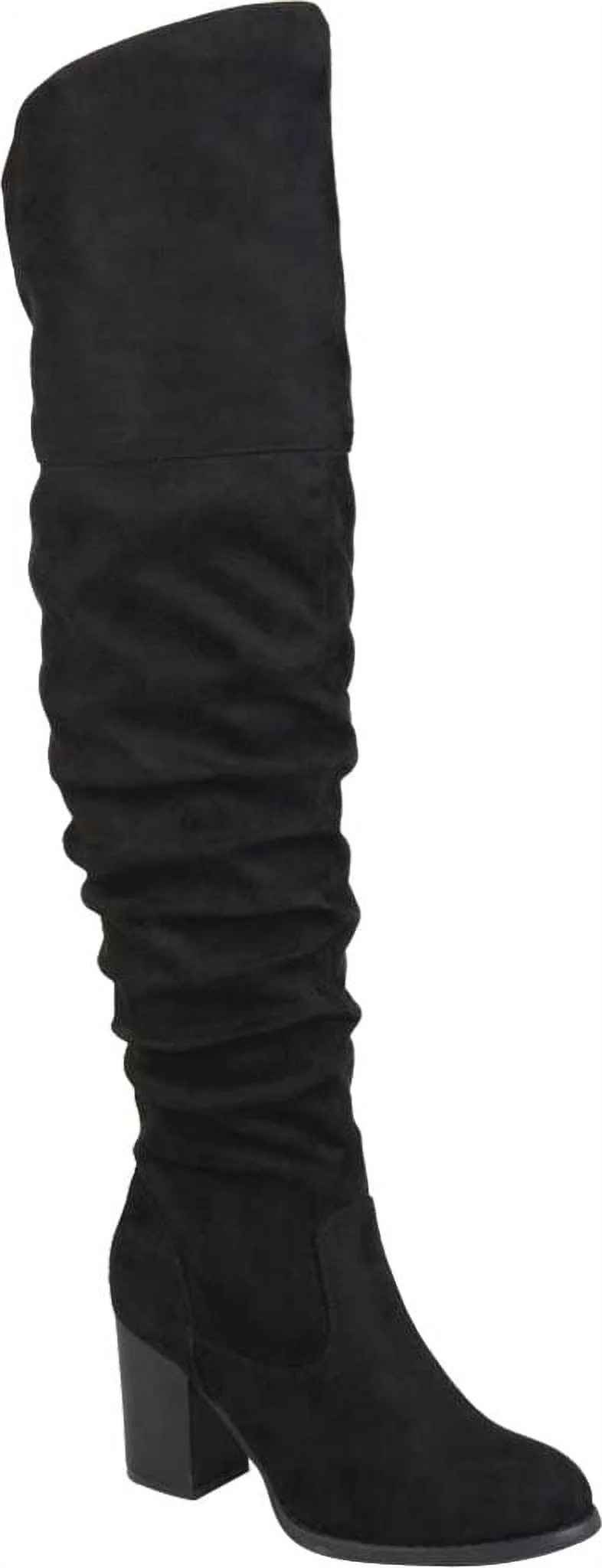 Women's Journee Collection Kaison Extra Wide Calf Over The Knee Slouch Boot Black Faux Suede 7 M | Walmart (US)