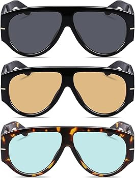 Oversized Retro Aviator Sunglasses for Women Men Trend 70s Thick Classic Vintage Style Sun Glasse... | Amazon (US)