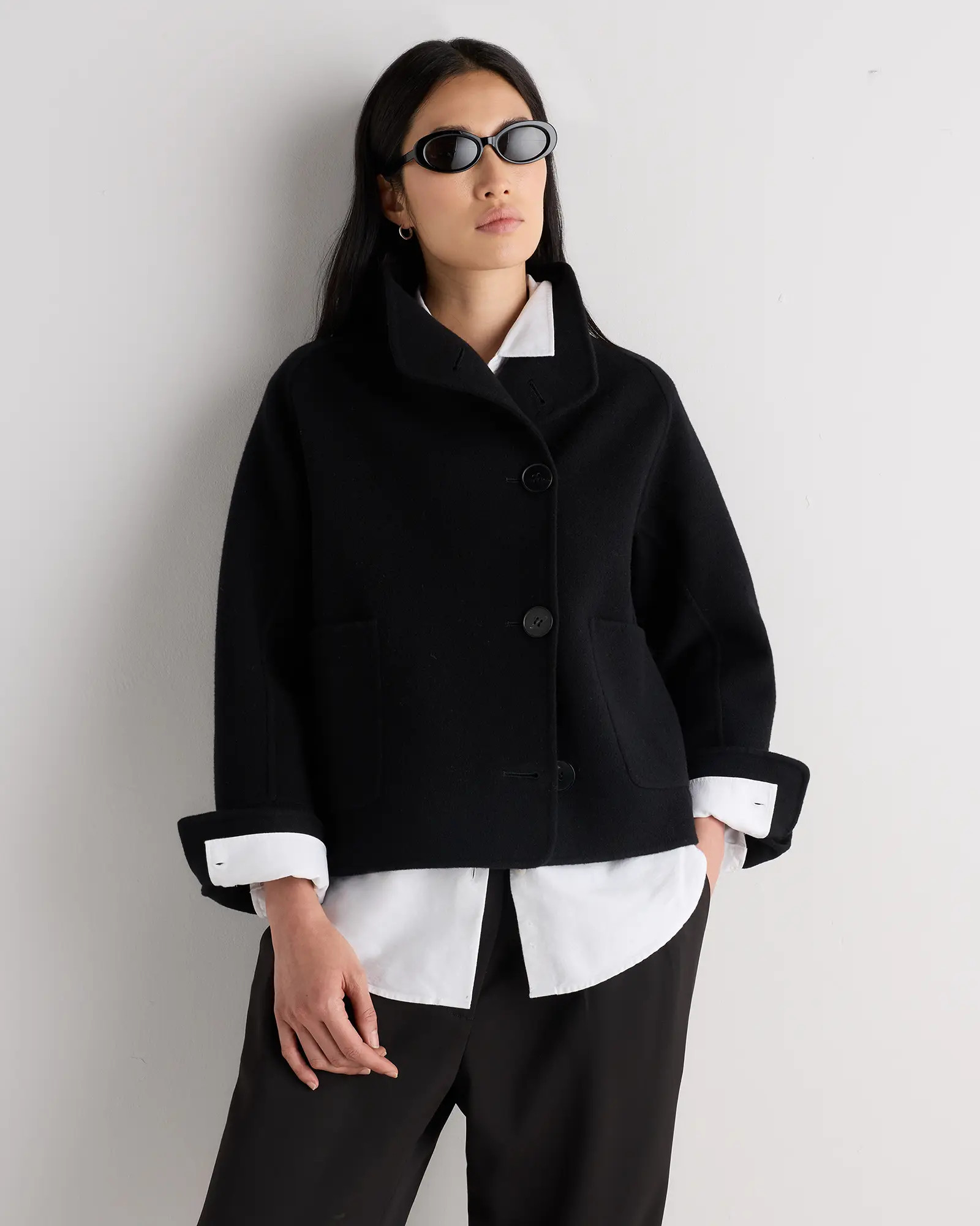 Double-Faced Merino Wool Funnel Neck Jacket | Quince
