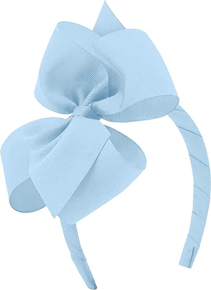Wee Ones Girls' Classic Grosgrain Girls Hair Bow on Matching 3/4" Wrapped Headband, Small King, M... | Amazon (US)