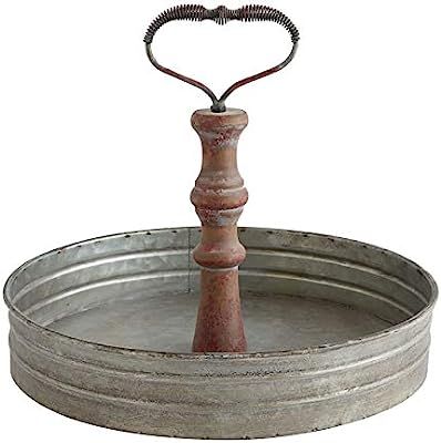 Creative Co-op Distressed Single Tier Tin Tray with Handle | Amazon (US)