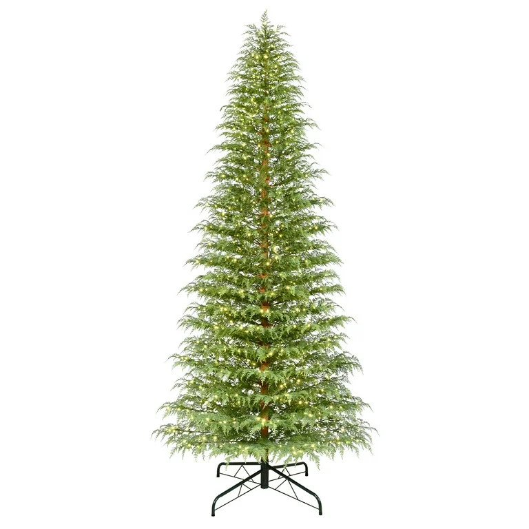 My Texas House 12ft Pre-Lit Cypress Artificial Christmas Tree, 1000 Warm White Twinkle LED, Green | Walmart (US)