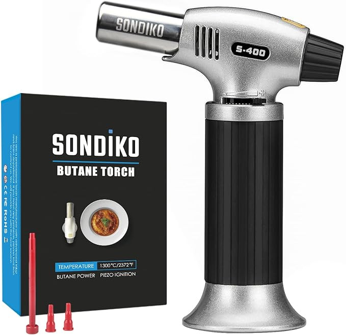 Amazon.com: Sondiko Butane Torch S400, Refillable Kitchen Torch Lighter, Fit All Butane Tanks Blo... | Amazon (US)