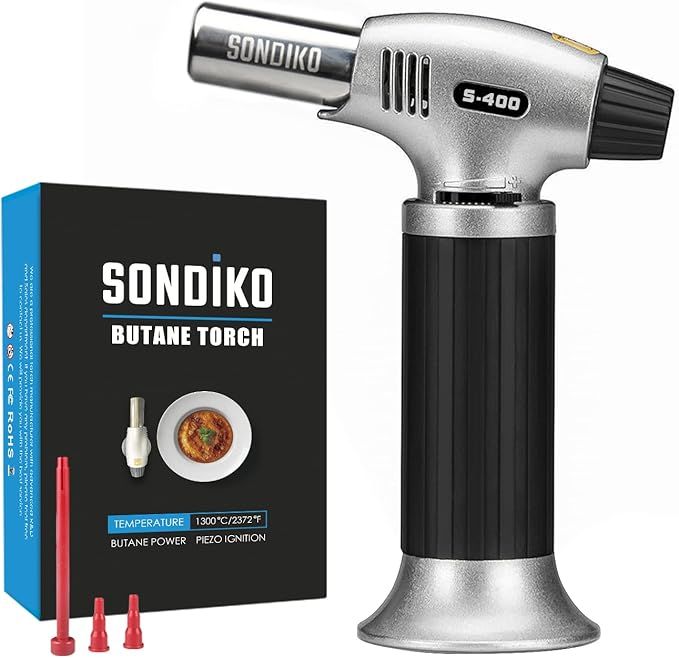 Amazon.com: Sondiko Butane Torch S400, Refillable Kitchen Torch Lighter, Fit All Butane Tanks Blo... | Amazon (US)