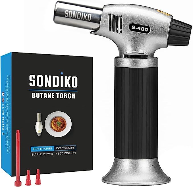 Amazon.com: Sondiko Butane Torch S400, Refillable Kitchen Torch Lighter, Fit All Butane Tanks Blo... | Amazon (US)