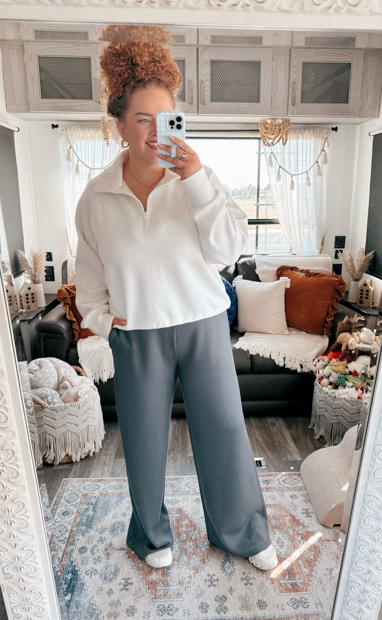 Airport days but make it cute ✈️☁️ This set is the definition of comfy meets effortless 👏 Perfect for travel days, long drives, or just keeping it cozy while still looking put together 🤍 cream pullover | green sweatpants | travel outfit | airport outfit | comfy outfit | loungewear set | athleisure style | casual outfit | cozy style | white sneakers | cloud sneakers | effortless outfit | off duty look | everyday basics | travel day outfit

#LTKootd #LTKgrwm #LTKdayinmylife