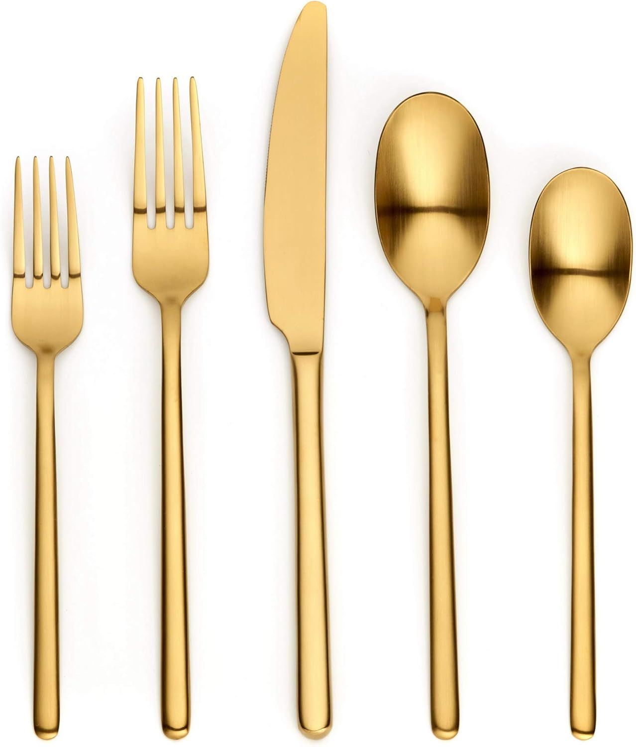 20 Piece Matte Gold Silverware Set,Ornative Jayden Flatware Cutlery Set Service for 4, Include Kn... | Amazon (US)