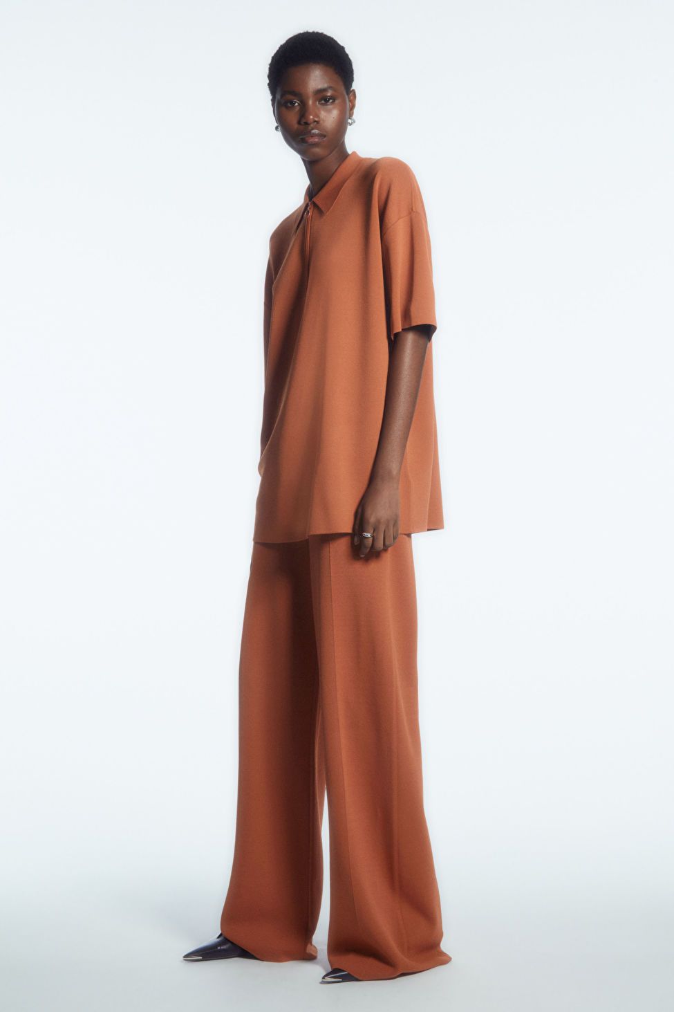 DOUBLE-FACED KNITTED TROUSERS - DARK ORANGE - COS | COS (EU)