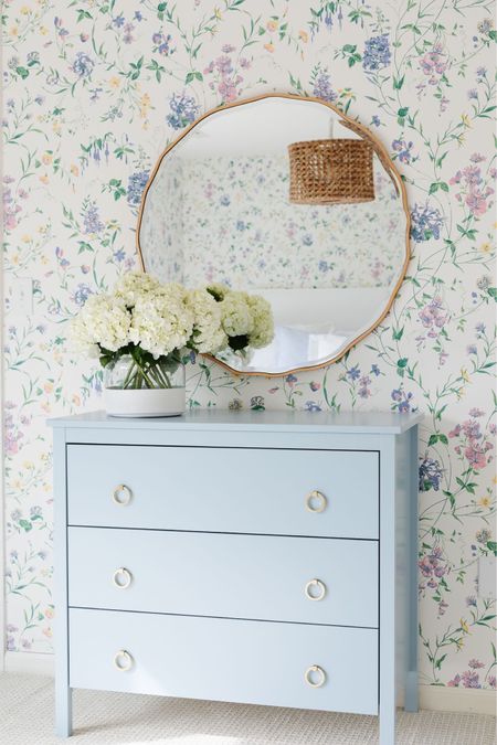 The prettiest guest room decor with a blue dresser  

#LTKhome #LTKstyletip
