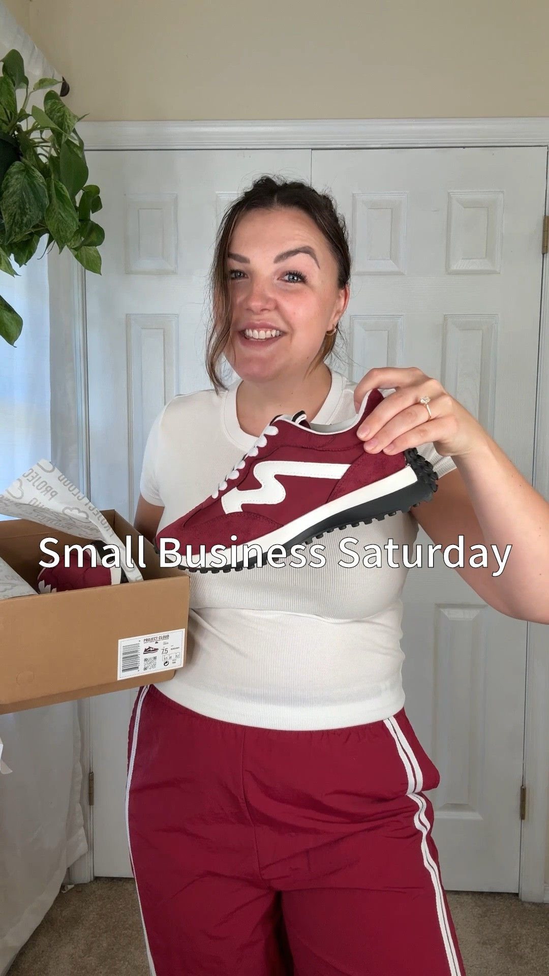 Small Business Saturday highlighting one of my absolute favorite and most-worn shoe brands, Project Cloud 👟 I wear their slide on mules almost every day, and I love these burgundy sneakers for a pop of color 

#LTKSaleAlert #LTKCyberWeek #LTKFindsUnder50
