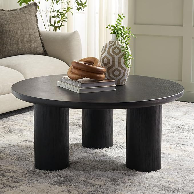 SAFAVIEH Home Collection Mork Black 3-Leg Round Coffee Table | Amazon (US)