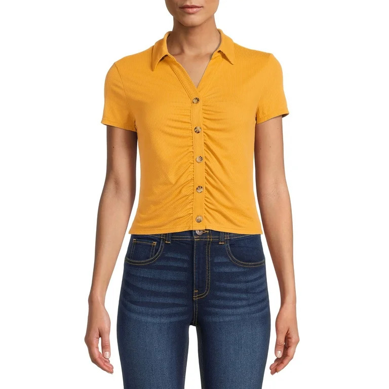 No Boundaries Juniors’ Button Front Top | Walmart (US)
