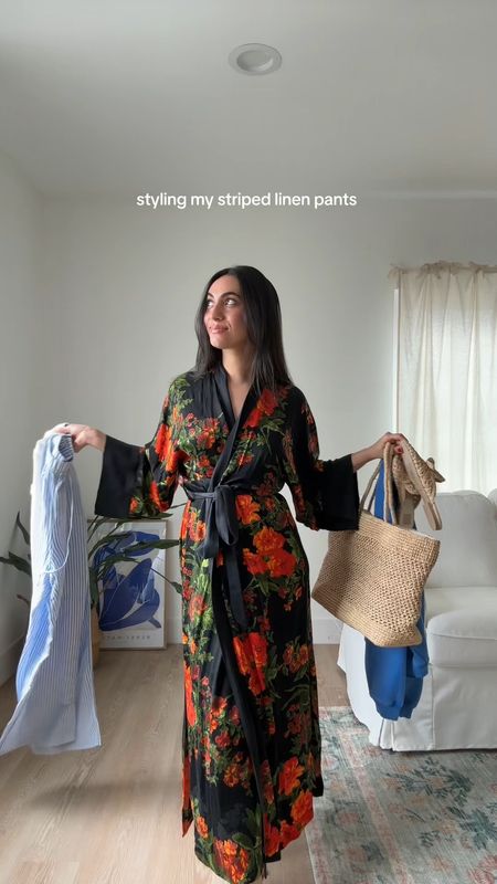 Summer striped linen pants ootd 🫶🏼✨🦋 

#LTKStyleTip #LTKVideo #LTKShoeCrush