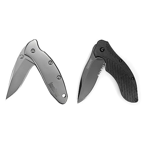 Kershaw Chive Pocket Knife ; 1.9” 420HC Steel Blade, SpeedSafe Assisted Opening, Frame/Tip Lock Slider and Single-Position Pocketclip & Clash Pocket Knife, Black Serrated ; 3.1” Stainless Steel Blade | Amazon (US)