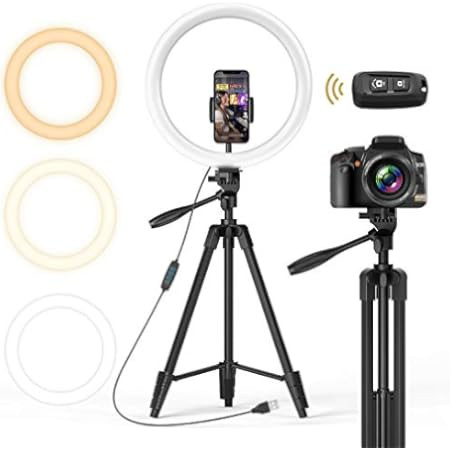 Ring Light with Tripod Stand & Phone Holder, 12.6 Inch Selfie Ring Lights for YouTube Video, Make... | Amazon (UK)