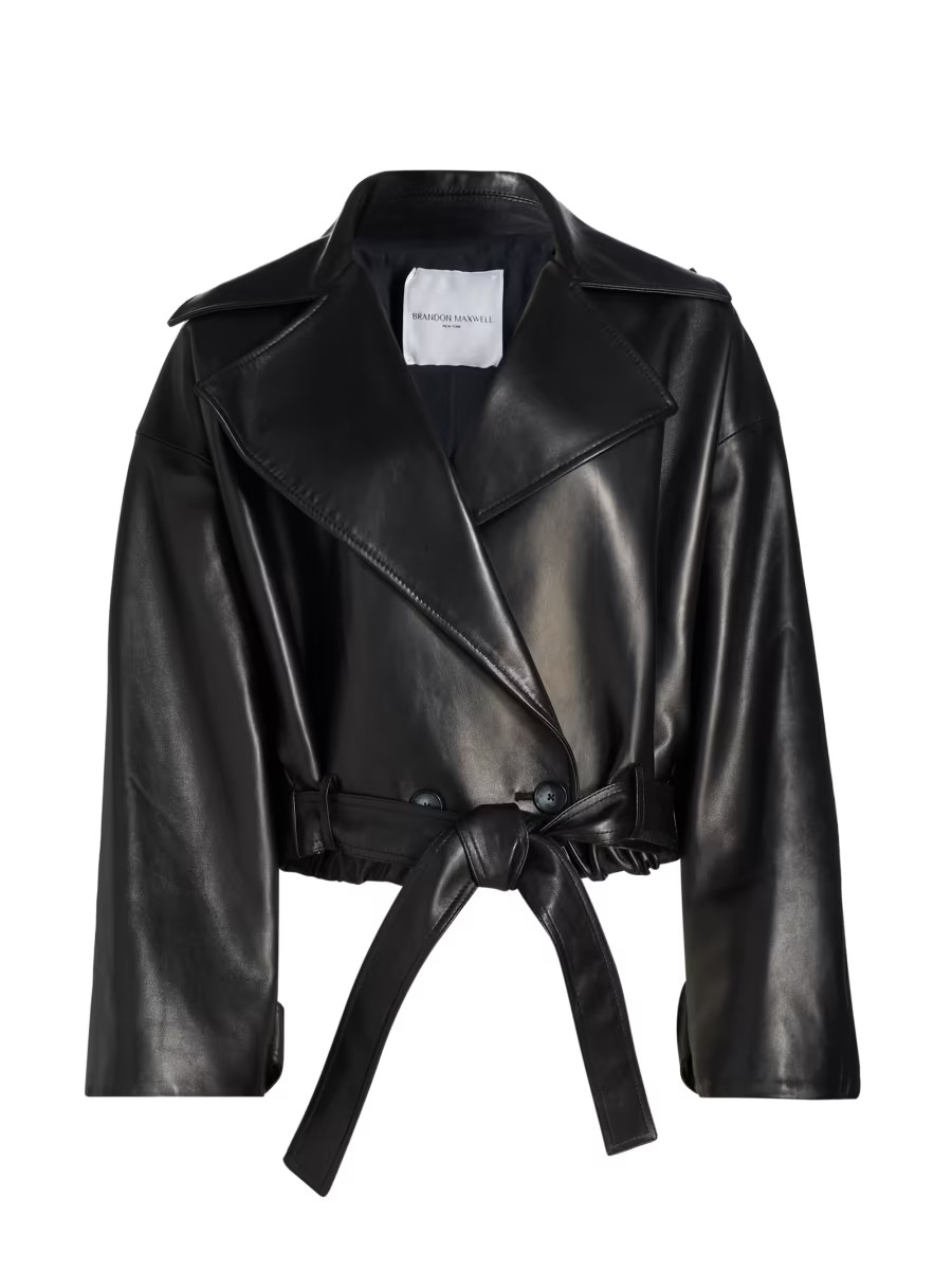The Collins Cropped Leather Trench Coat | Saks Fifth Avenue