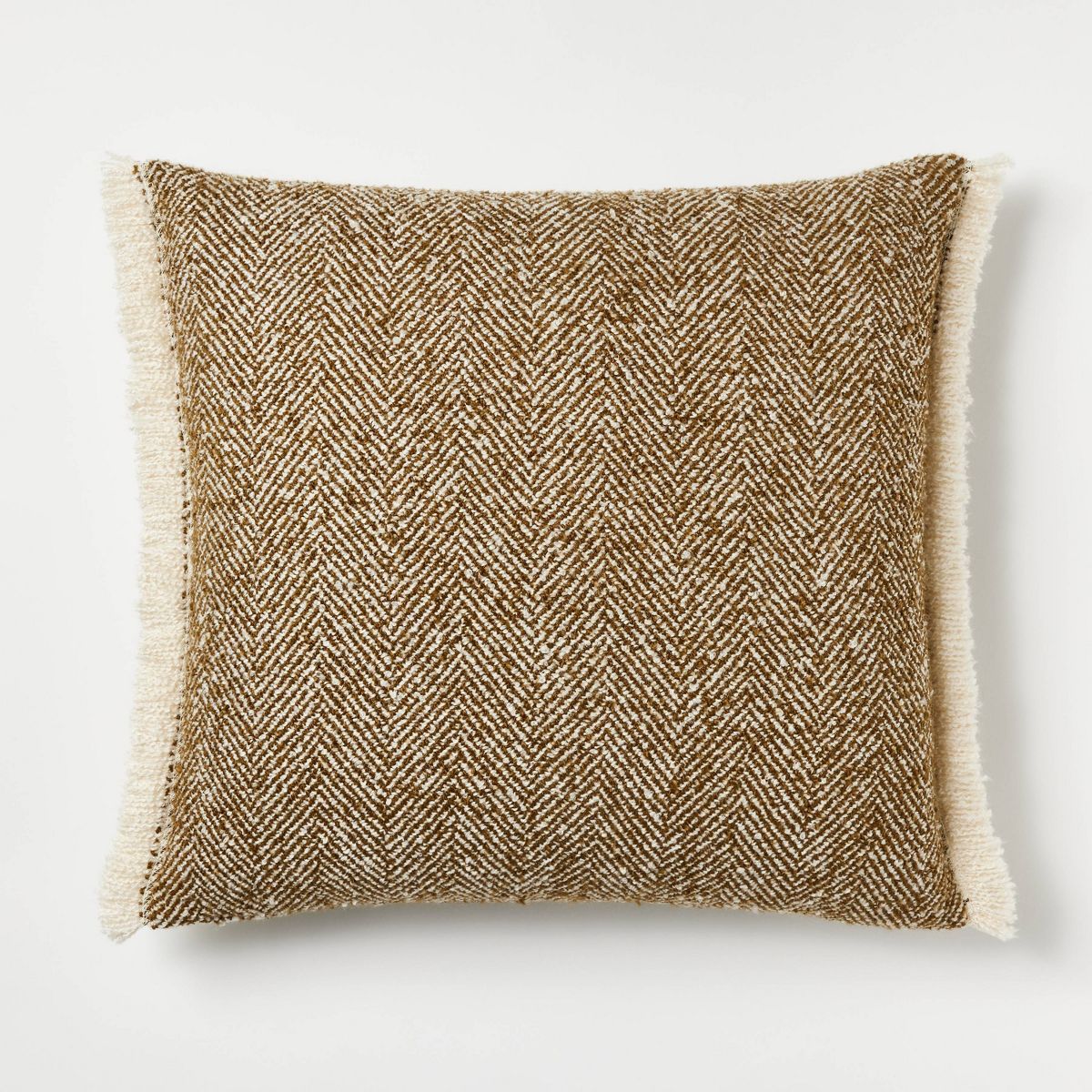 Herringbone with Frayed Edges Square Throw Pillow Brown/Cream - Threshold™ designed with Studio... | Target