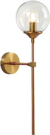 KCO Lighting Modern Glass Globe Hanging Light 1-Light Smoke Gray Pendant Light Gold Adjustable Mi... | Amazon (US)