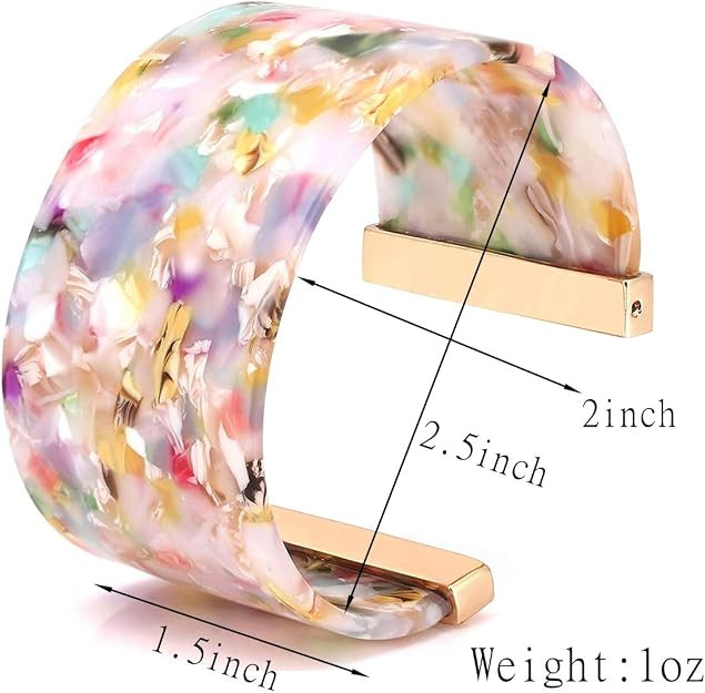 FAERLIIRY Cuff Bracelet for Women Acrylic Resin Bracelets Statement Bangle Bracelet Adjustable Br... | Amazon (US)