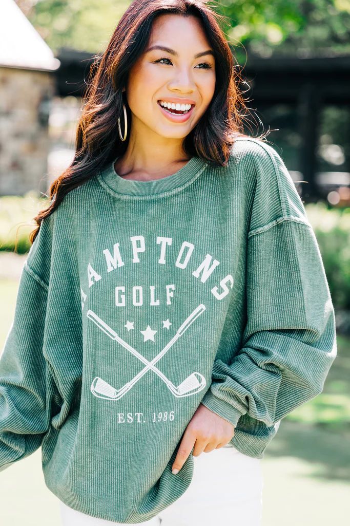 Hamptons Golf Green Corded Graphic Sweatshirt | The Mint Julep Boutique