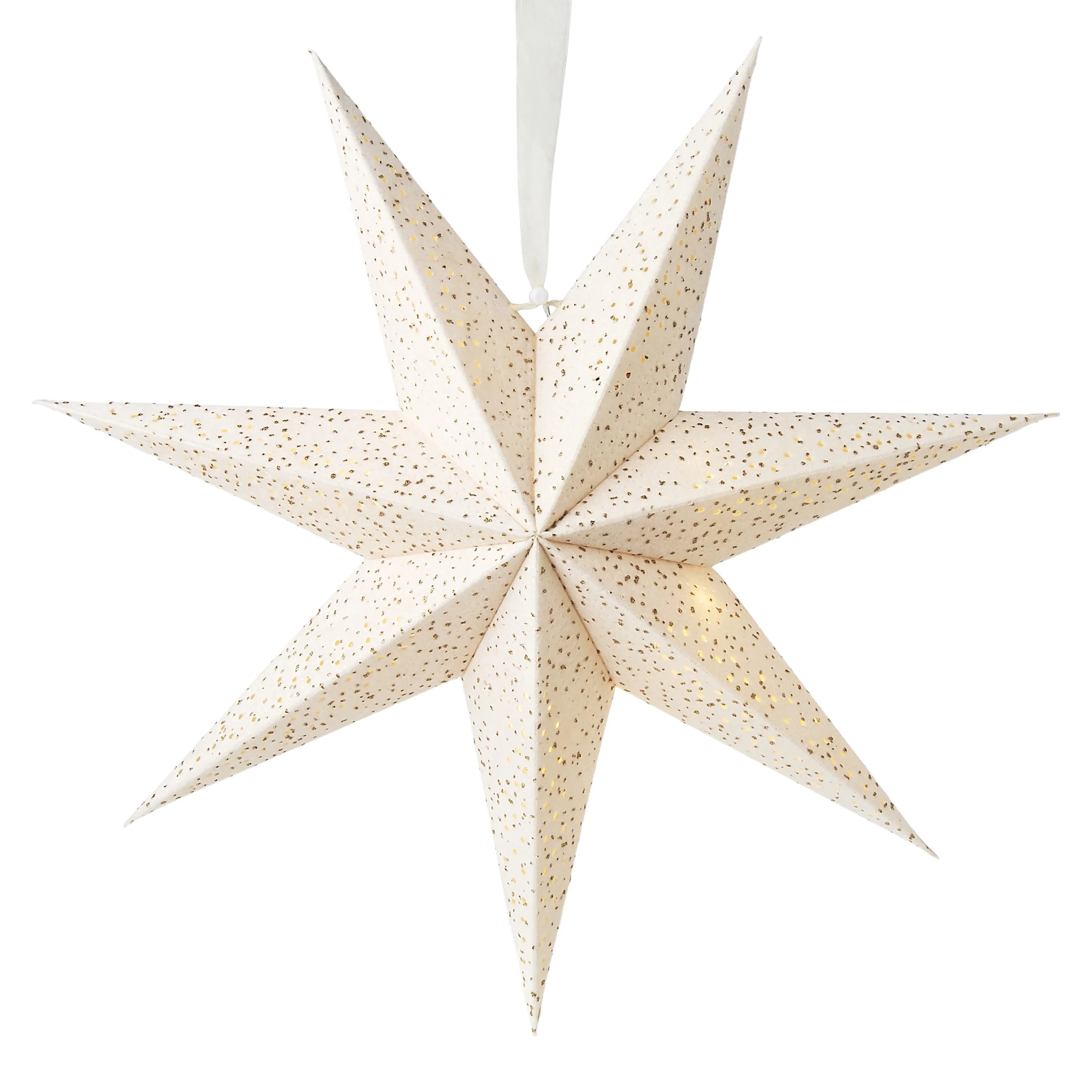 Light-Up White Battery-Operated Flocked Star Christmas Hanging Decoration, 17", by Holiday Time | Walmart (US)