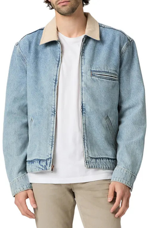 PAIGE Laughlin Denim Zip-Up Jacket in Moby at Nordstrom, Size X-Large | Nordstrom