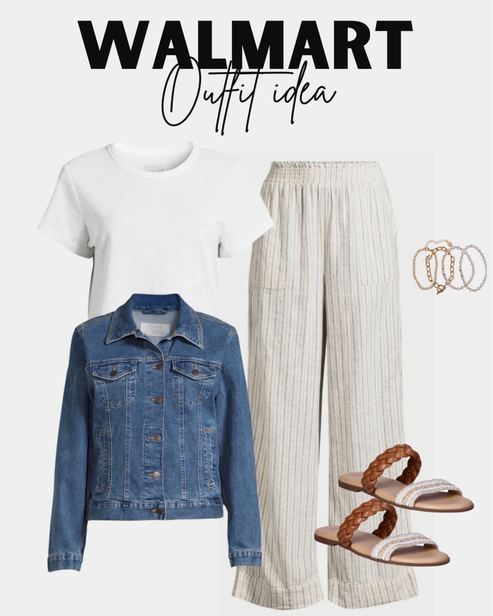 Walmart spring outfit idea!
.
.
.
Walmart. Walmart fashion. Walmart style. Walmart outfit inspo. Walmart outfit. Smocked linen pants. Spring outfit. Spring outfit inspo. Spring outfit idea. Casual outfit idea. New arrivals. Time and tru. Denim jacket. Jean jacket. Spring fashion. Spring style. Spring arrivals. Linen blend pants. Relaxed fit pants. Affordable fashion. White t shirt. Sandals. Tan sandals 

#LTKfindsunder50 #LTKSpringSale #LTKstyletip