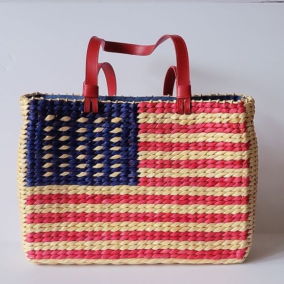 American Flag Woven Straw Zippered Lined Rectangle  Purse Shoulder Bag | Poshmark