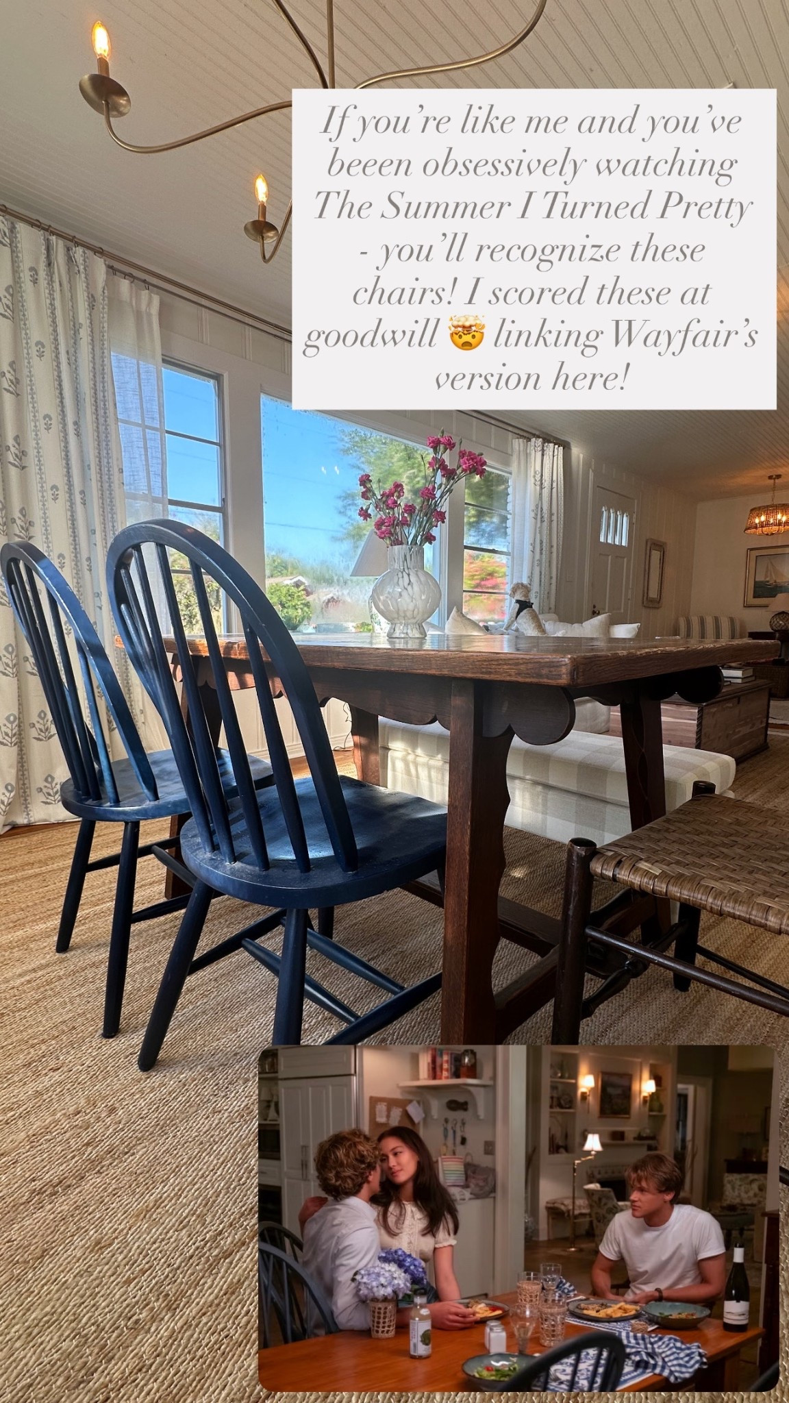 If you’re like me and you’ve been obsessively watching the summer I turned pretty, you’ll recognize these chairs! I scored these at goodwill 🤯 linking Wayfair’s verison here!

#LTKStyleTip #LTKHome