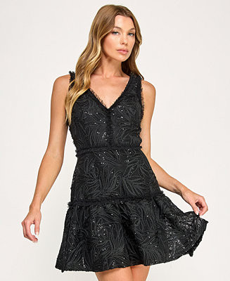 SENI & CADE Juniors' Corded Sequin Ruffle Dress - Macy's | Macy's