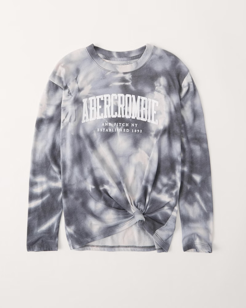tie-dye long-sleeve knot-front logo tee | Abercrombie & Fitch (US)