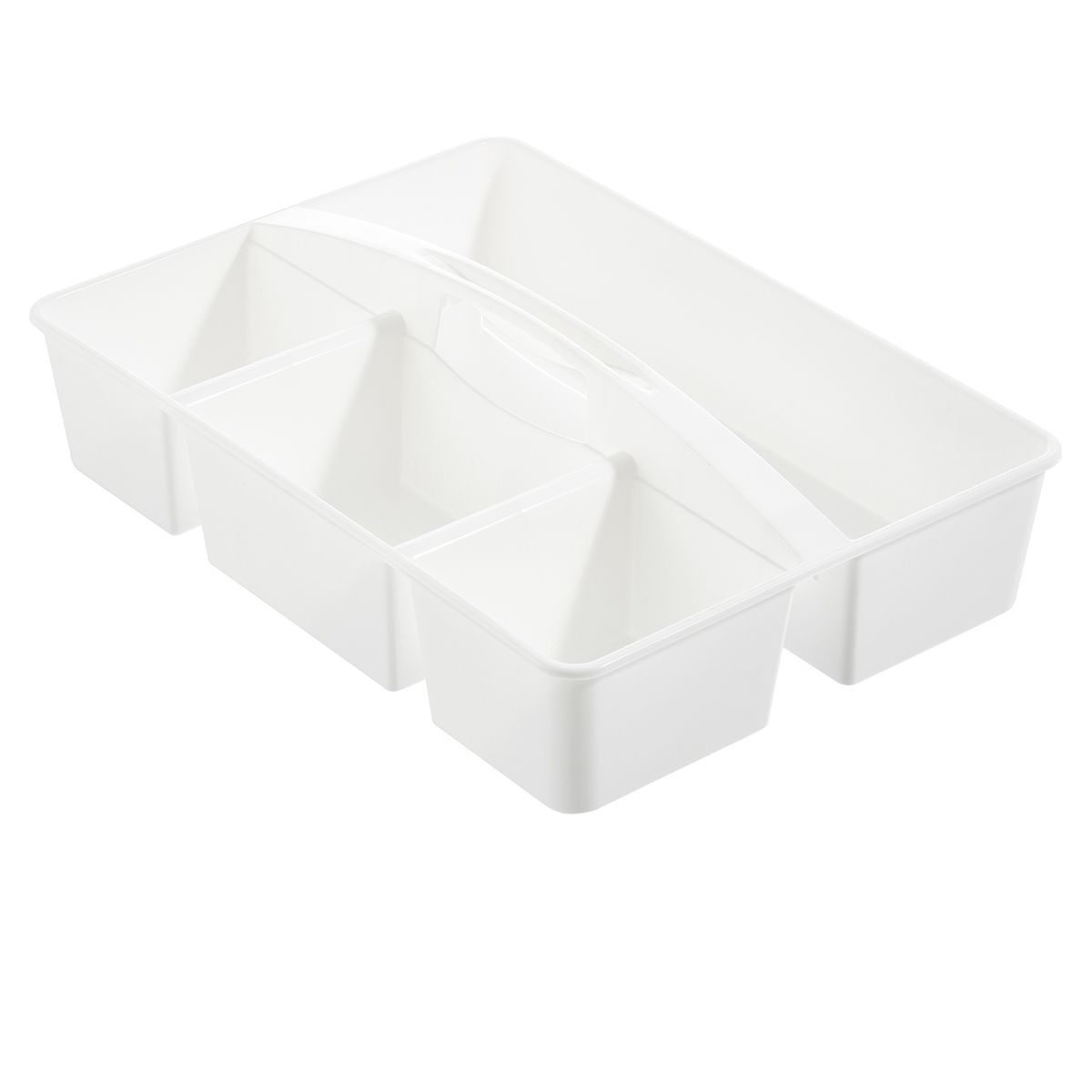 3-Tier Cart Large Divided Caddy with Handle White | The Container Store