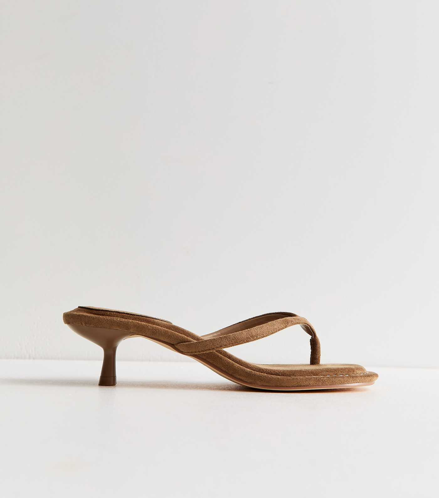 Tan Faux Suede Toe Post Kitten Heel Mules | New Look | New Look (UK)
