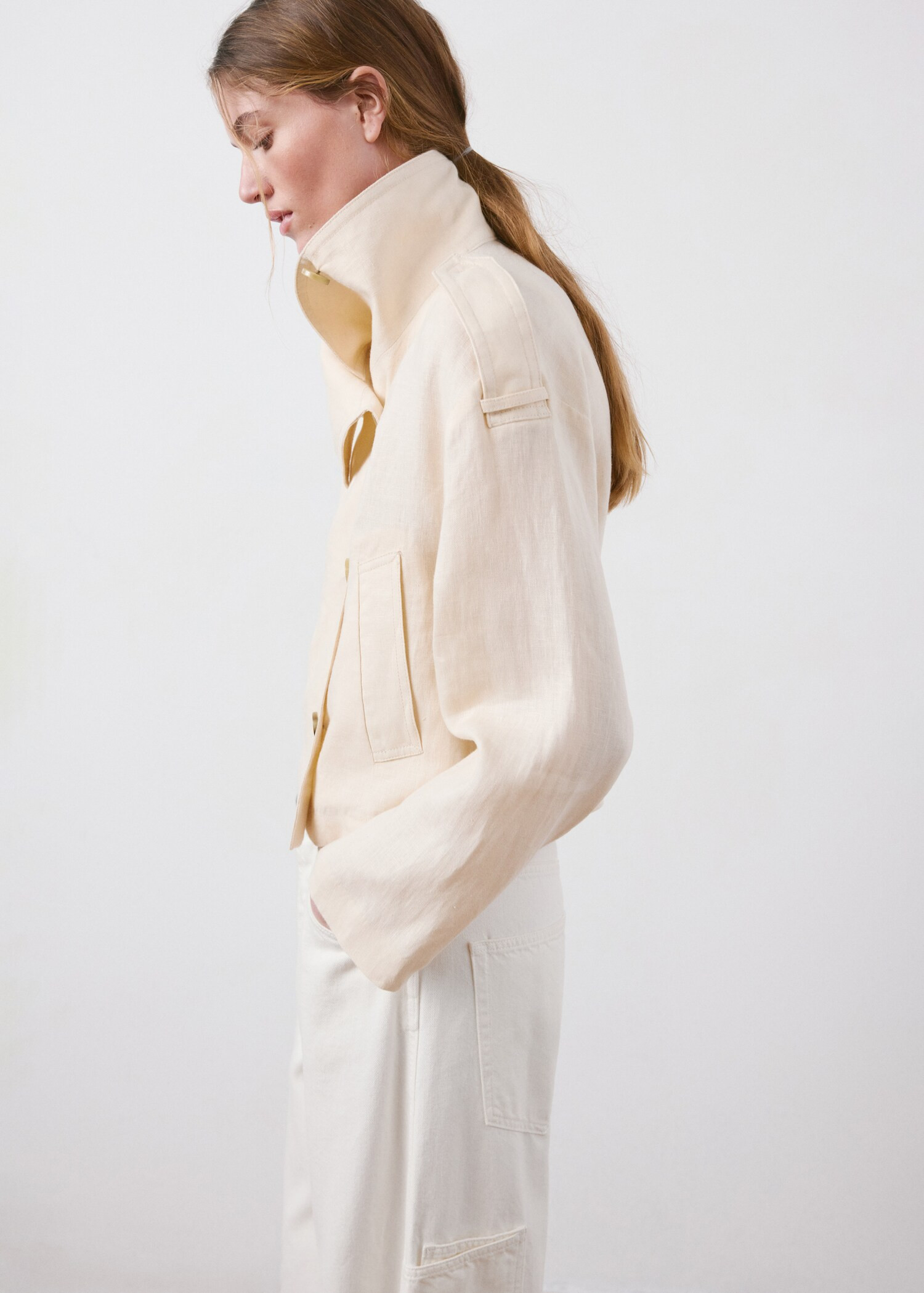 Linen funnel neck trench coat | MANGO (UK)