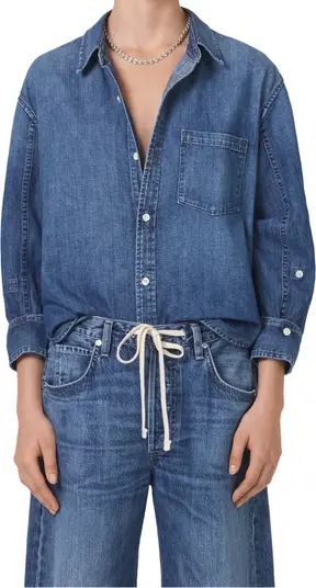 Kayla Shrunken Denim Button-Up Shirt | Nordstrom