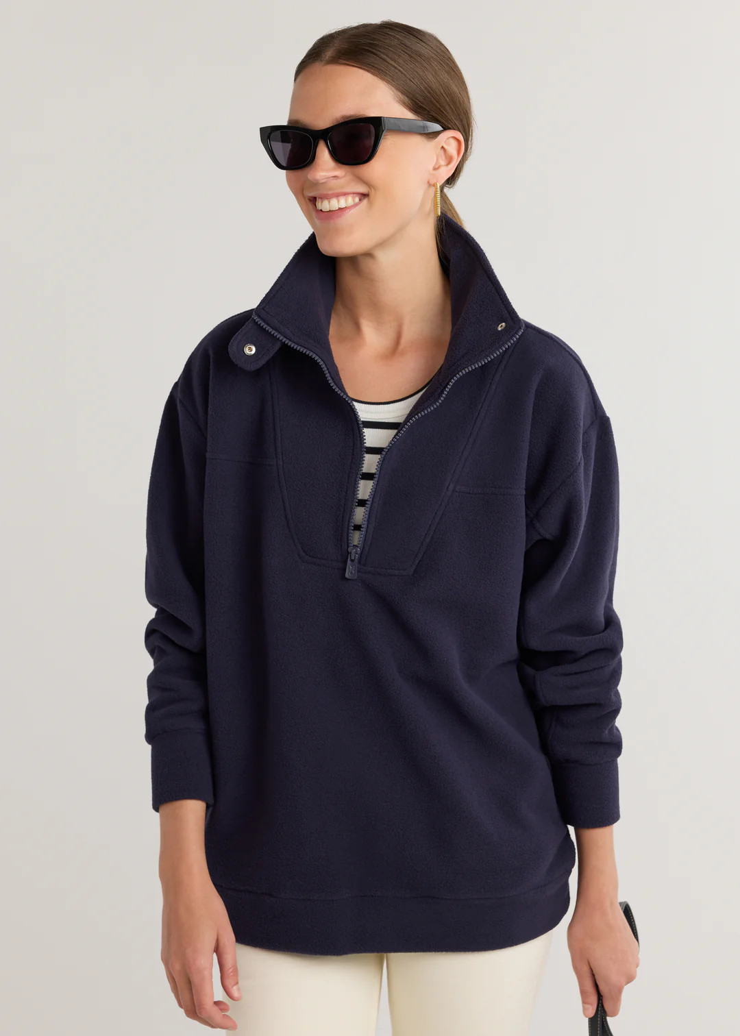Alcott Pullover in Vello Fleece (Navy) | Dudley Stephens