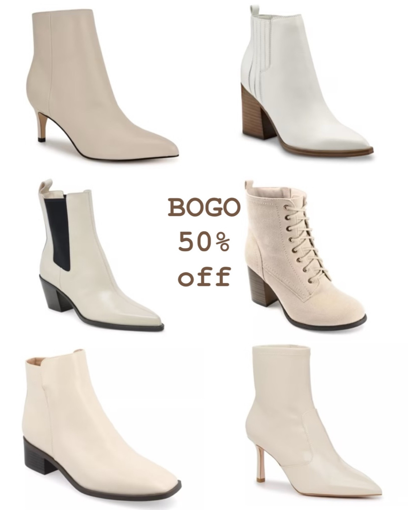 White boots and booties buy one get one 50% off.

#LTKWorkwear #LTKSeasonal #LTKSaleAlert