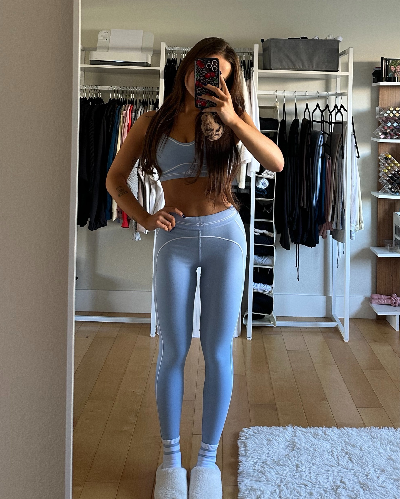 Alo Yoga Airbrush Heart Throb Bra, Airbrush High-Waist Heart Throb Legging, Women's Pulse Grip Sock and Sherpa Recovery Slipper

#LTKFitness #LTKActive #LTKStyleTip