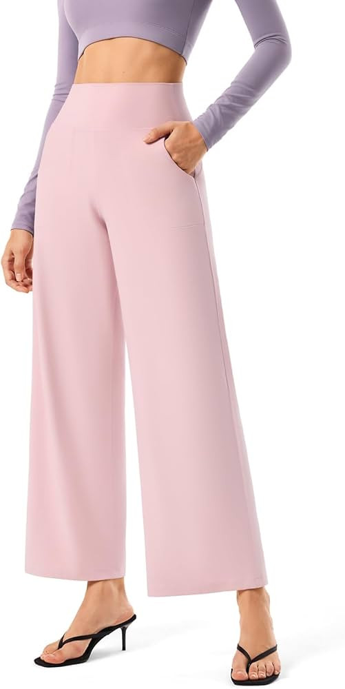 Wide Leg Yoga Dress Pants for Women with Pockets,Palazzo Slacks Trousers Comfy High Waist Stretch... | Amazon (US)