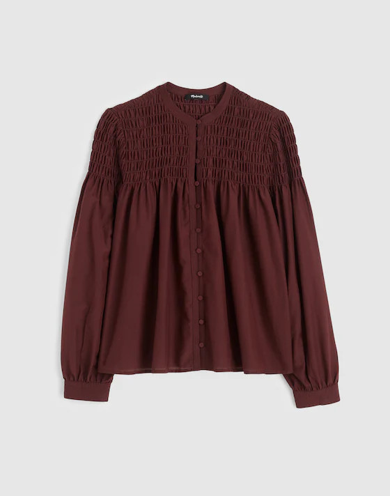Smocked Top in Cotton-Silk Blend | Madewell | Madewell