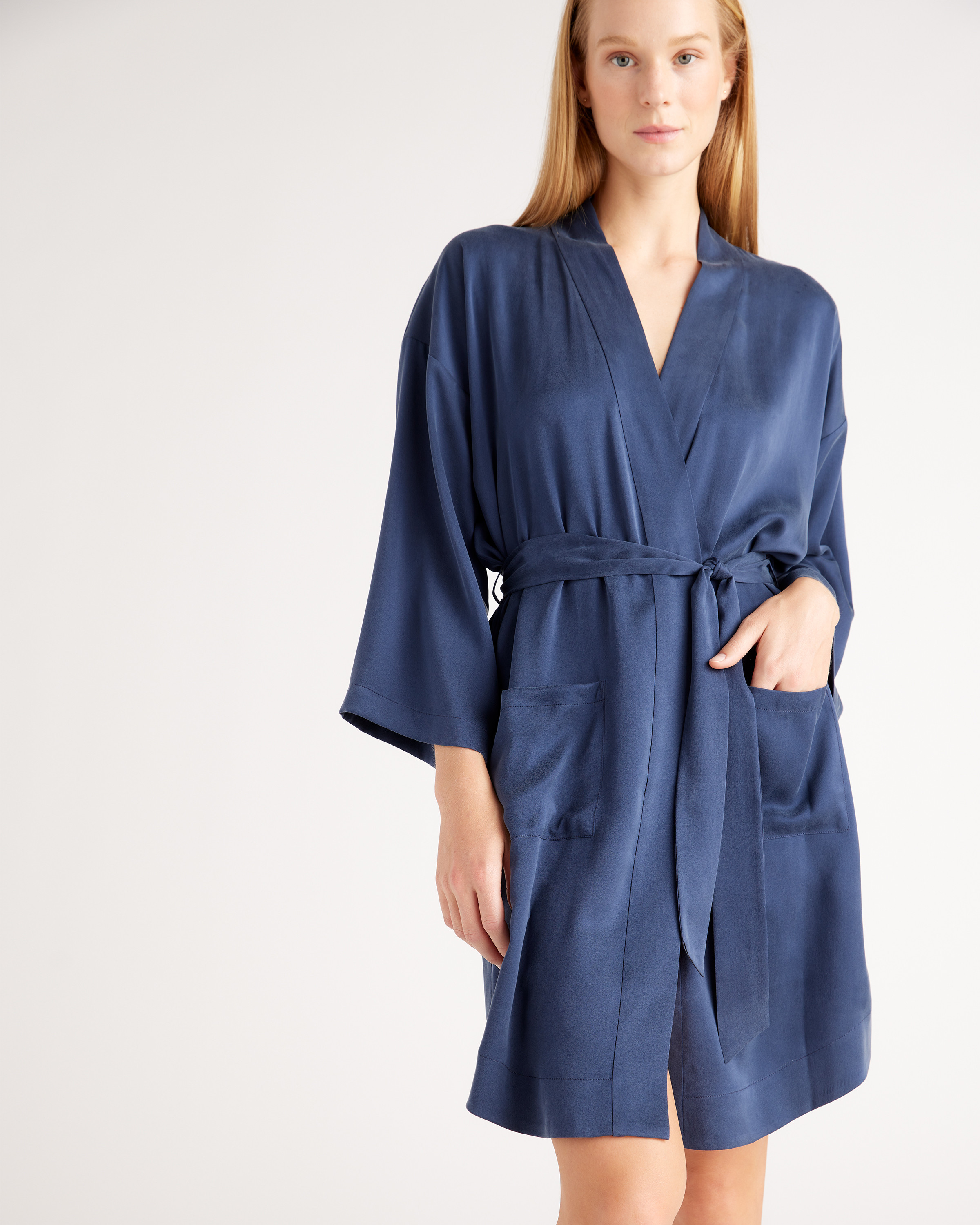 Quince | Women's Robe in Indigo, Silk | Quince