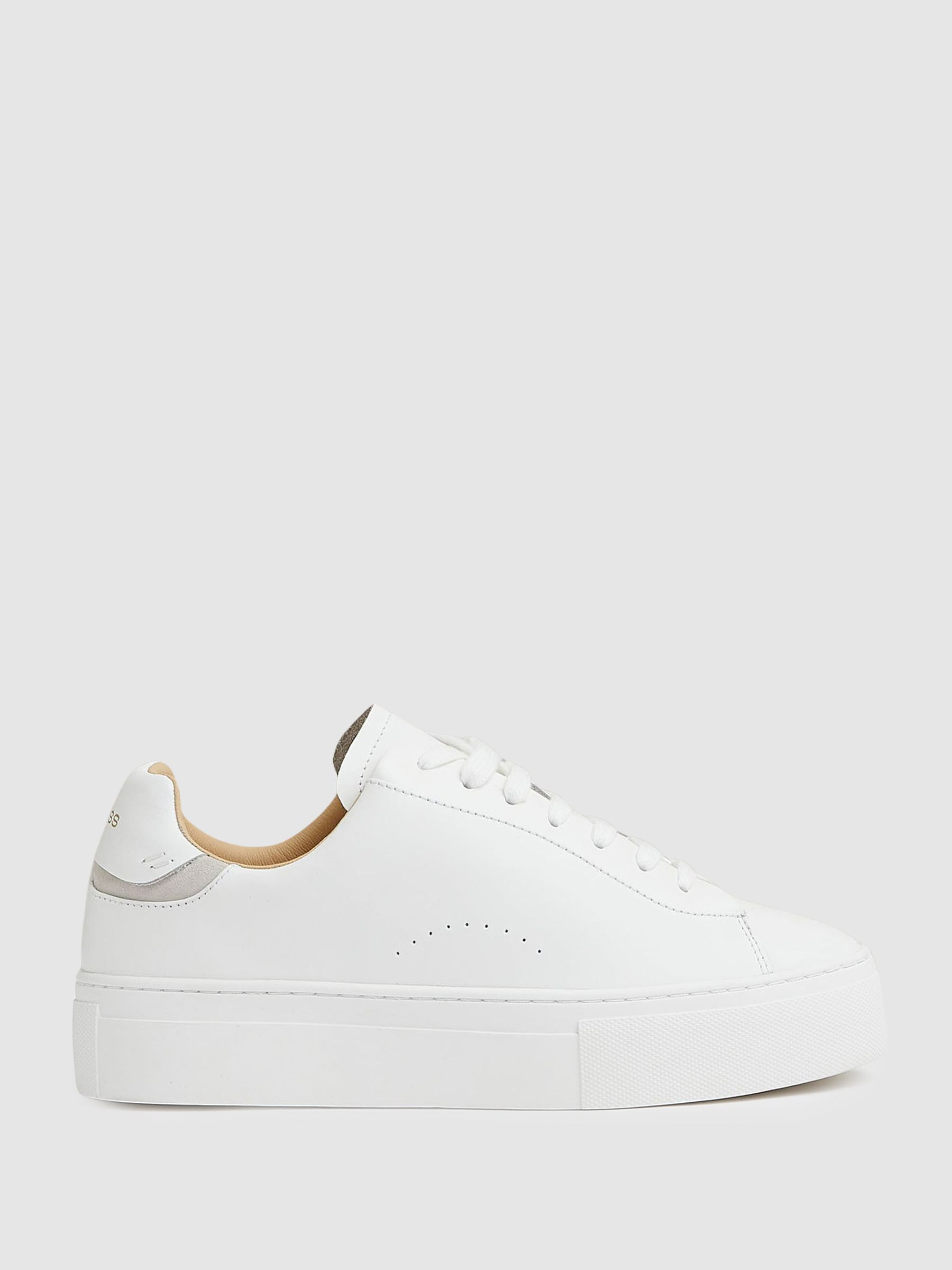 Leather Low-Top Trainers in White | Reiss UK